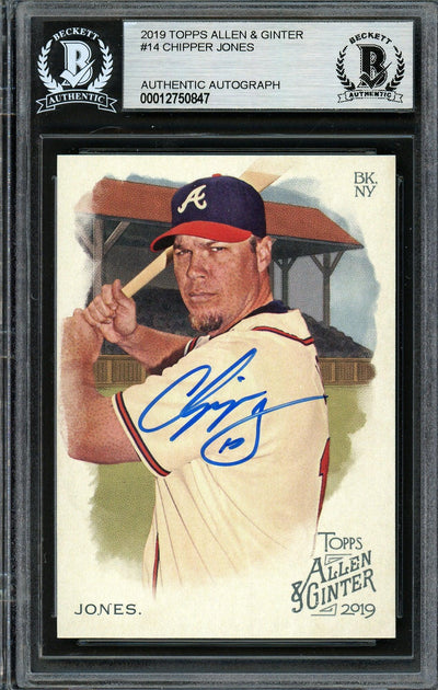 Chipper Jones Autographed 2019 Topps Allen & Ginter Card #14 Atlanta Braves Beckett BAS Stock #193150