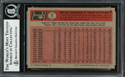 Rod Carew Autographed 1981 Topps Drakes Card #2 California Angels Beckett BAS Stock #193231