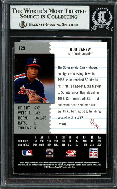 Rod Carew Autographed 2005 Leaf Century Card #129 California Angels Beckett BAS #12754150