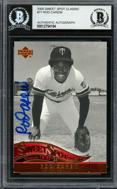 Rod Carew Autographed 2005 Upper Deck Sweet Spot Card #77 Minnesota Twins Beckett BAS #12754164