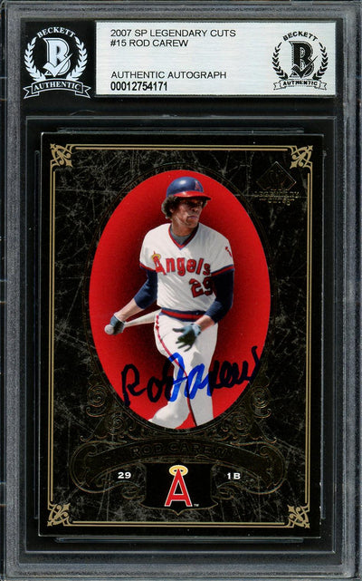 Rod Carew Autographed 2007 SP Legendary Cuts Card #15 California Angels Beckett BAS #12754171