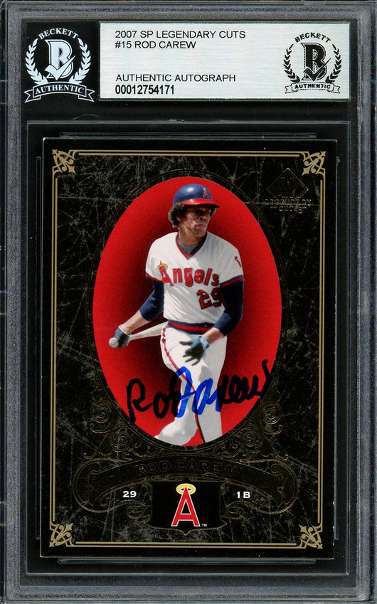Rod Carew Autographed 2007 SP Legendary Cuts Card #15 California Angels Beckett BAS #12754171