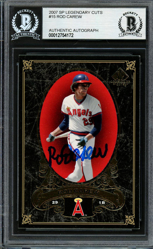 Rod Carew Autographed 2007 SP Legendary Cuts Card #15 California Angels Beckett BAS #12754172