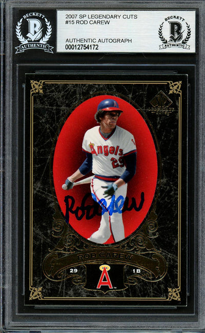 Rod Carew Autographed 2007 SP Legendary Cuts Card #15 California Angels Beckett BAS #12754172