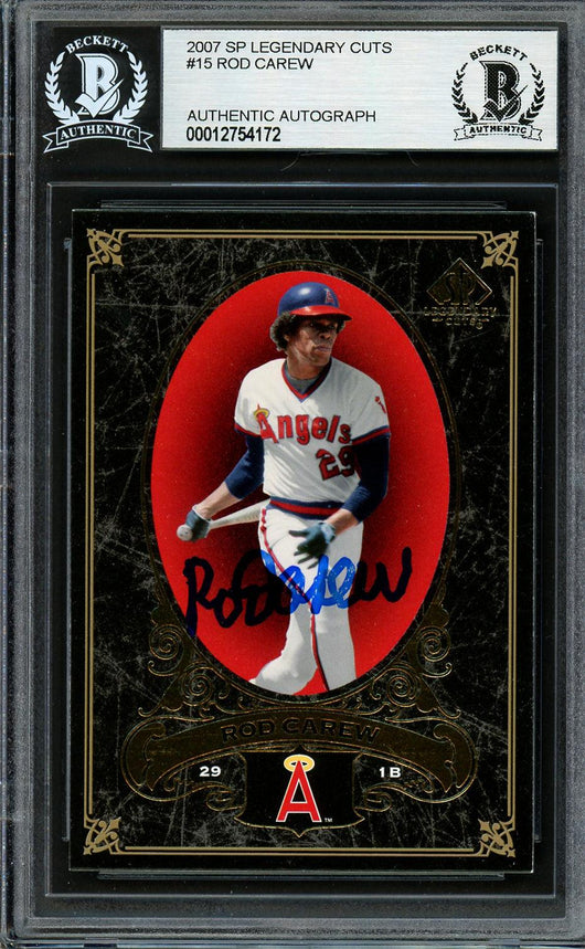 Rod Carew Autographed 2007 SP Legendary Cuts Card #15 California Angels Beckett BAS #12754172