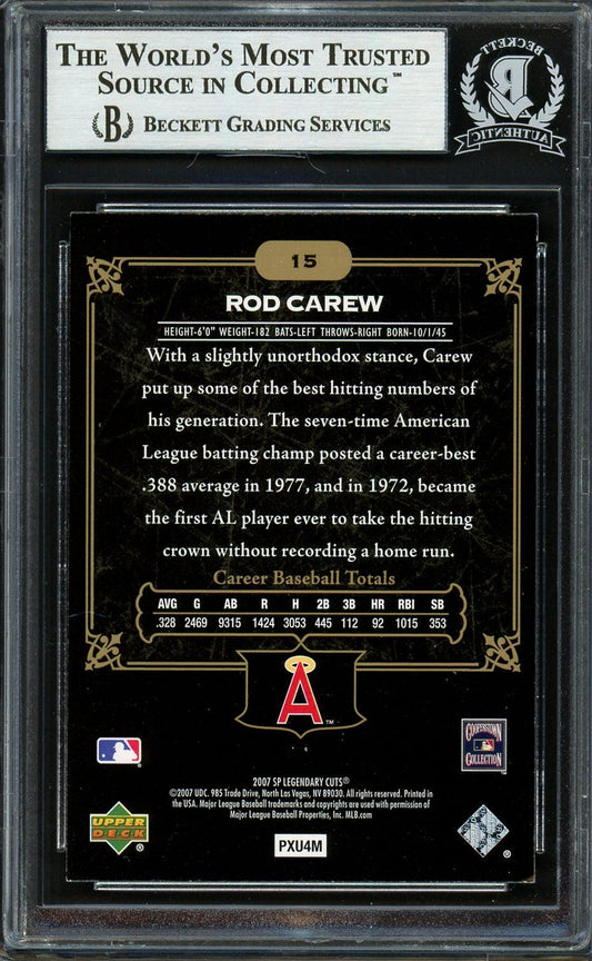 Rod Carew Autographed 2007 SP Legendary Cuts Card #15 California Angels Beckett BAS #12754172