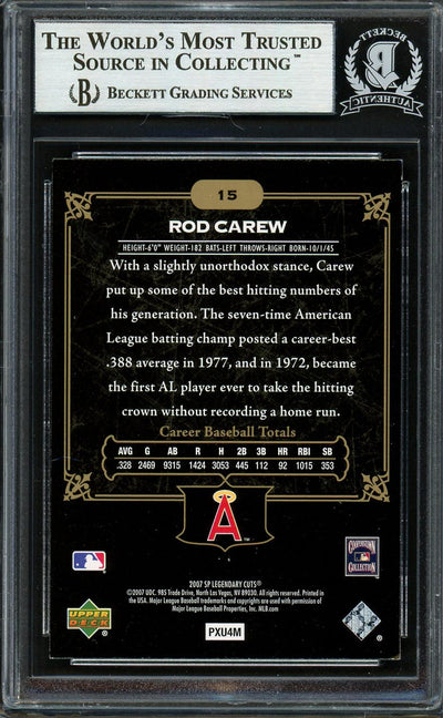 Rod Carew Autographed 2007 SP Legendary Cuts Card #15 California Angels Beckett BAS #12754172