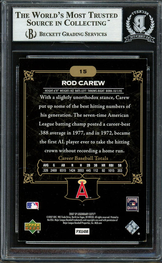 Rod Carew Autographed 2007 SP Legendary Cuts Card #15 California Angels Beckett BAS #12754172