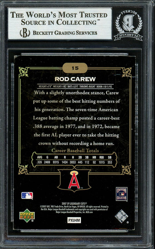 Rod Carew Autographed 2007 SP Legendary Cuts Card #15 California Angels Beckett BAS #12754173