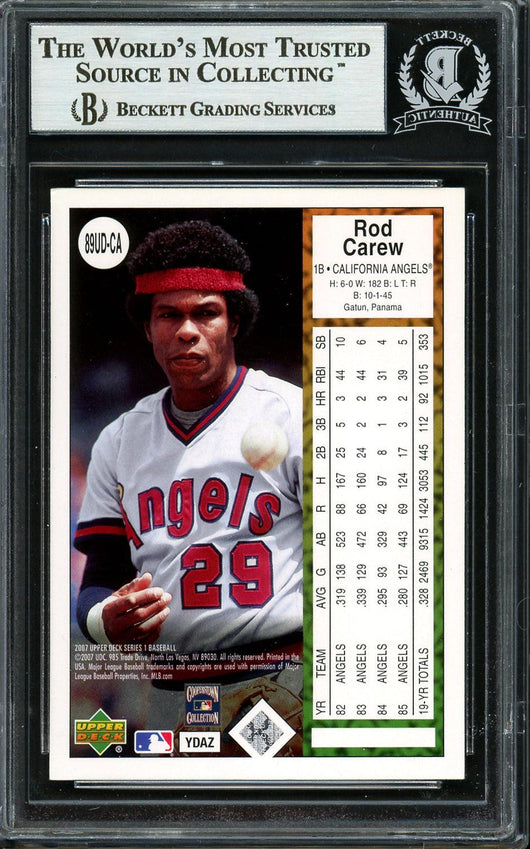 Rod Carew Autographed 2007 Upper Deck 1989 Reprints Card #89UD-CA California Angels Beckett BAS #12754174