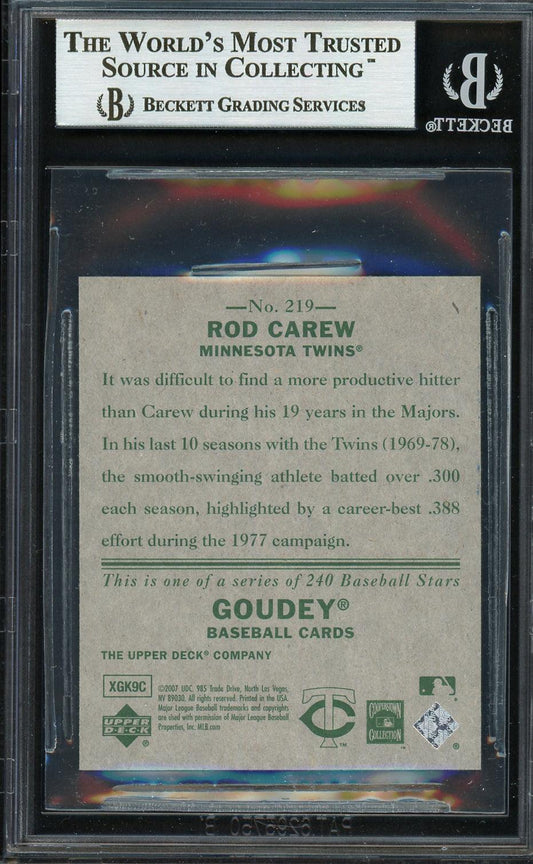 Rod Carew Autographed 2007 Upper Deck Goudey Card #219 Minnesota Twins Beckett BAS #12754194