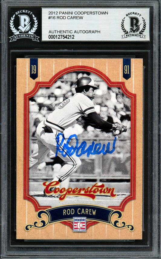 Rod Carew Autographed 2012 Panini Cooperstown Card #16 Minnesota Twins Beckett BAS #12754212