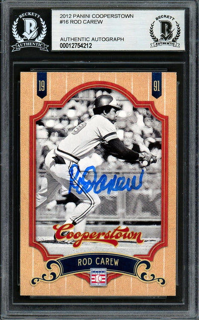 Rod Carew Autographed 2012 Panini Cooperstown Card #16 Minnesota Twins Beckett BAS #12754212