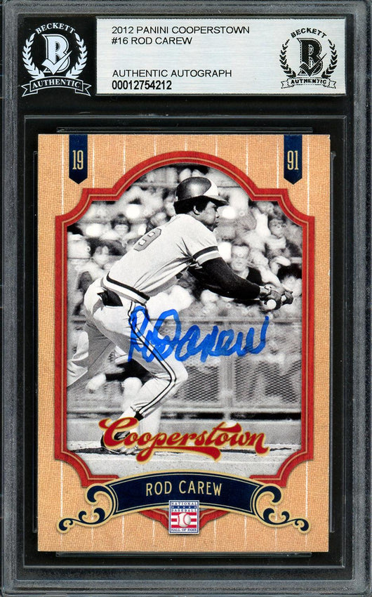 Rod Carew Autographed 2012 Panini Cooperstown Card #16 Minnesota Twins Beckett BAS #12754212