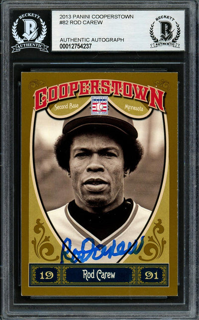 Rod Carew Autographed 2013 Panini Cooperstown Card #82 Minnesota Twins Beckett BAS #12754237