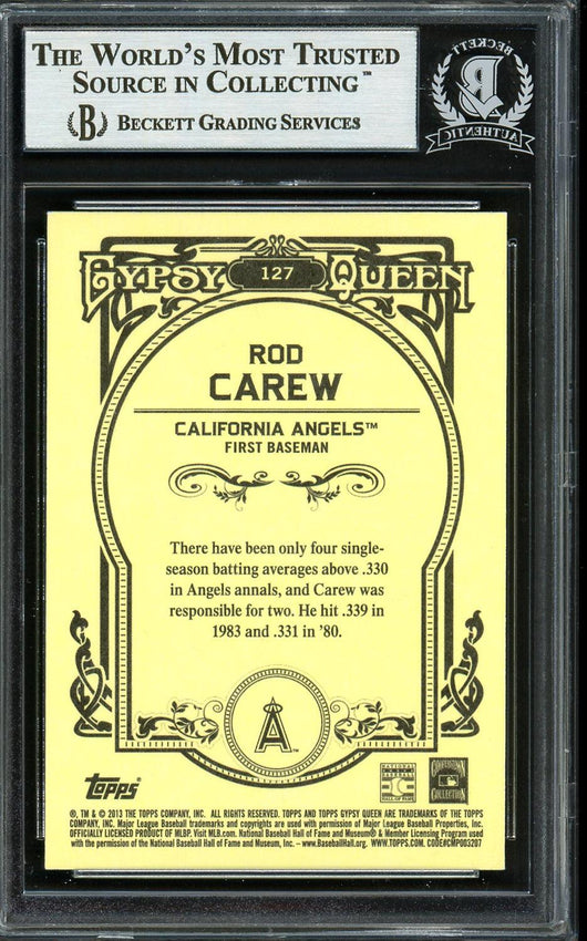 Rod Carew Autographed 2013 Topps Gypsy Queen Card #127 California Angels Beckett BAS #12754246