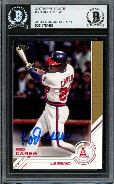 Rod Carew Autographed 2017 Topps Salute Card #S-91 California Angels Beckett BAS #12754483