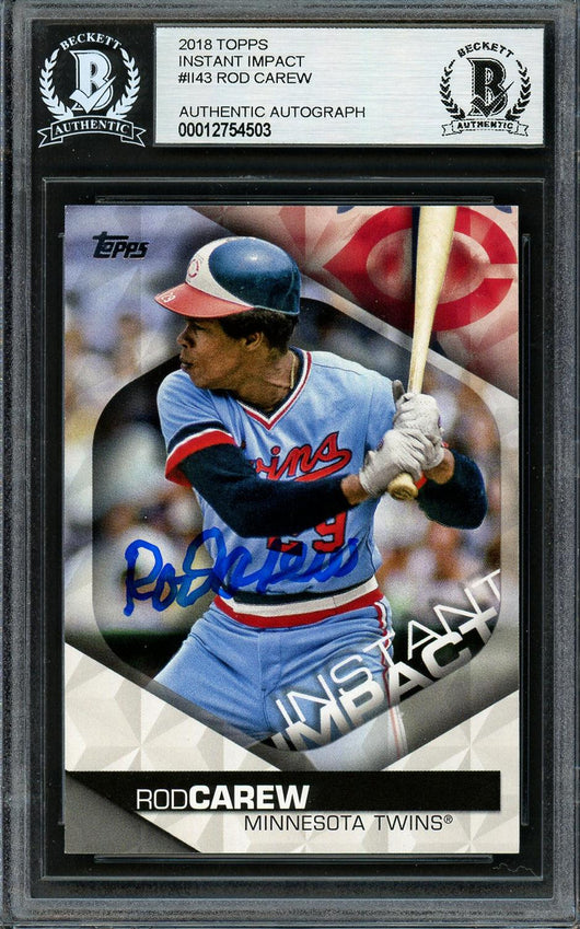 Rod Carew Autographed 2018 Topps Instant Impact Card #II-43 Minnesota Twins Beckett BAS #12754503