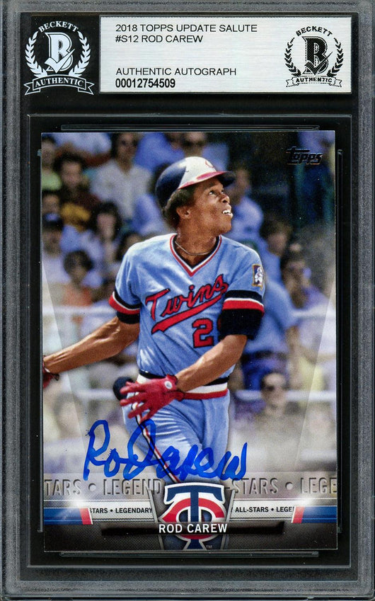 Rod Carew Autographed 2018 Topps Legendary All Stars Card #S-12 Minnesota Twins Beckett BAS #12754509