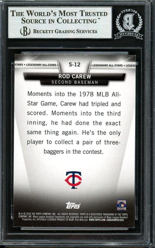 Rod Carew Autographed 2018 Topps Legendary All Stars Card #S-12 Minnesota Twins Beckett BAS #12754509