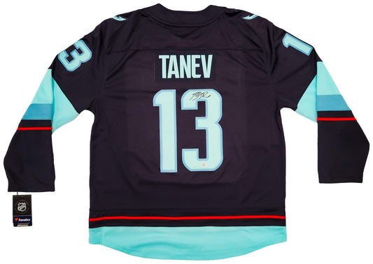 Seattle Kraken Brandon Tanev Autographed Navy Fanatics Breakaway Jersey Size XL With Inaugural Patch Fanatics Holo Stock #202956