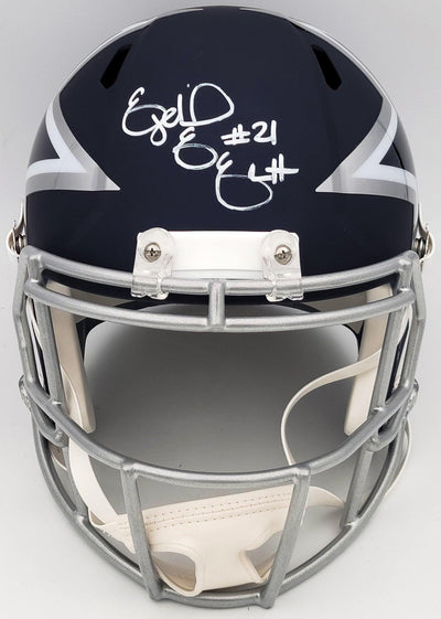 Ezekiel Elliott Autographed Dallas Cowboys AMP Blue Full Size Replica Speed Helmet Beckett BAS QR Stock #203006