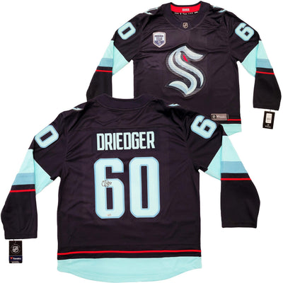 Seattle Kraken Chris Driedger Autographed Navy Fanatics Breakaway Jersey Size XL Fanatics Holo Stock #203037