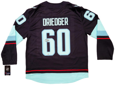 Seattle Kraken Chris Driedger Autographed Navy Fanatics Breakaway Jersey Size XL Fanatics Holo Stock #203037