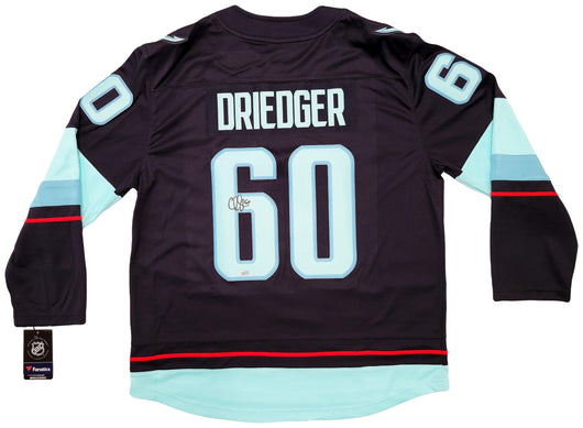 Seattle Kraken Chris Driedger Autographed Navy Fanatics Breakaway Jersey Size XL Fanatics Holo Stock #203037