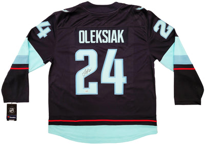 Seattle Kraken Jamie Oleksiak Autographed Navy Fanatics Breakaway Jersey Size XL Fanatics Holo Stock #203032