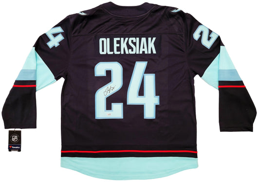 Seattle Kraken Jamie Oleksiak Autographed Navy Fanatics Breakaway Jersey Size XL Fanatics Holo Stock #203032