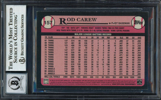 Rod Carew Autographed 2014 Topps Archives Card #157 California Angels Auto Grade Gem Mint 10 Beckett BAS #12751961