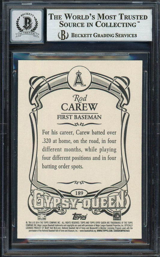 Rod Carew Autographed 2014 Topps Gypsy Queen Card #189 California Angels Auto Grade Gem Mint 10 Beckett BAS #12751965