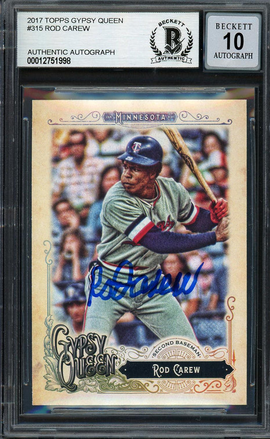 Rod Carew Autographed 2017 Topps Gypsy Queen Card #315 Minnesota Twins Auto Grade Gem Mint 10 Beckett BAS #12751998