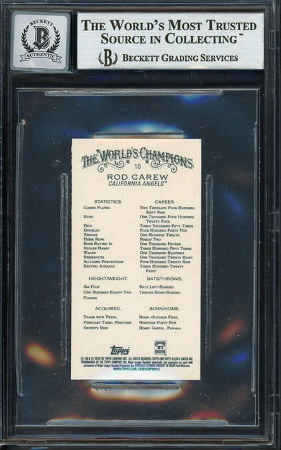 Rod Carew Autographed 2020 Topps Allen & Ginter Mini Card #10 California Angels Auto Grade Gem Mint 10 Beckett BAS #12752109