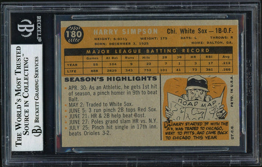 Harry Simpson Autographed 1960 Topps Card #180 Chicago White Sox Beckett BAS #12351492