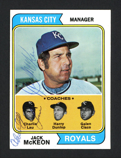 Charlie Lau & Jack McKeon Autographed 1974 Topps Card #166 Kansas City Royals SKU #165865