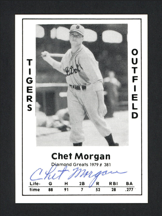 Chet Morgan Autographed 1979 Diamond Greats Card #381 Detroit Tigers SKU #165868