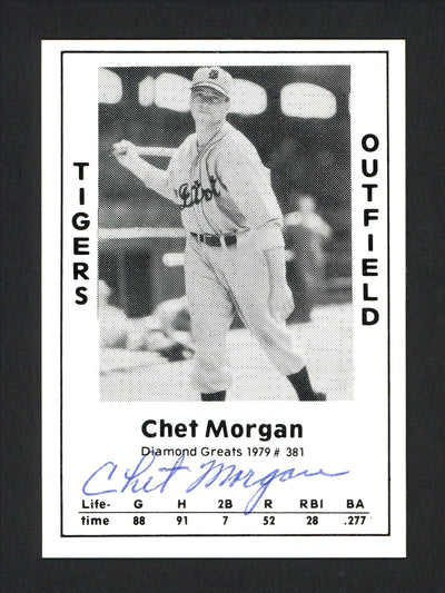 Chet Morgan Autographed 1979 Diamond Greats Card #381 Detroit Tigers SKU #165868