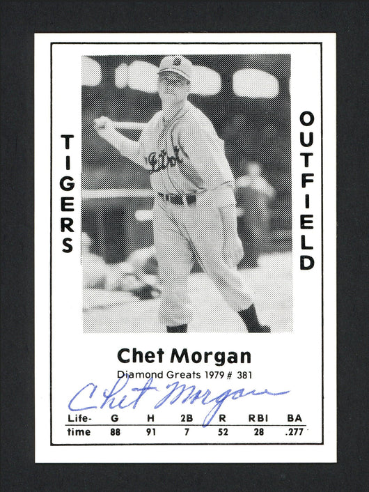 Chet Morgan Autographed 1979 Diamond Greats Card #381 Detroit Tigers SKU #165868