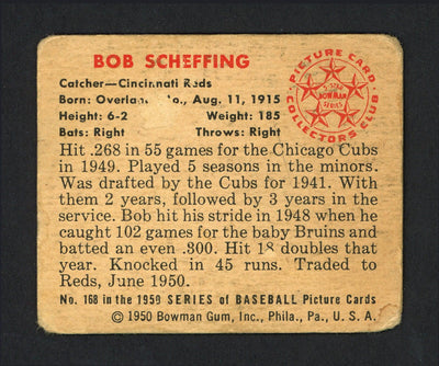 Bob Scheffing Autographed 1950 Bowman Card #168 Cincinnati Reds SKU #164320