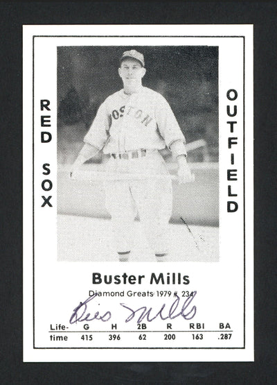 Buster Mills Autographed 1979 Diamond Greats Card #234 Boston Red Sox SKU #165879