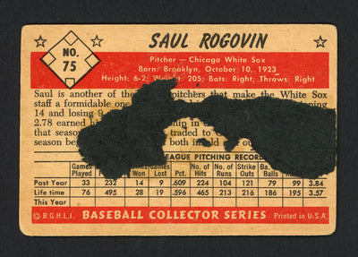 Saul Rogovin Autographed 1953 Bowman Card #75 Chicago White Sox SKU #164326