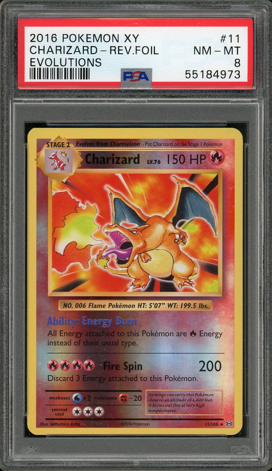 PSA (NM-MT 8) Charizard #11 - Reverse Holo Foil - Pokemon Xy Evolutions (#55184973)