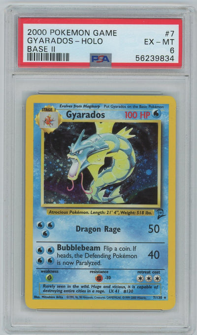 PSA (EX-MT 6) Gyarados-holo #7 - Pokemon Game Base 2 (#56239834)