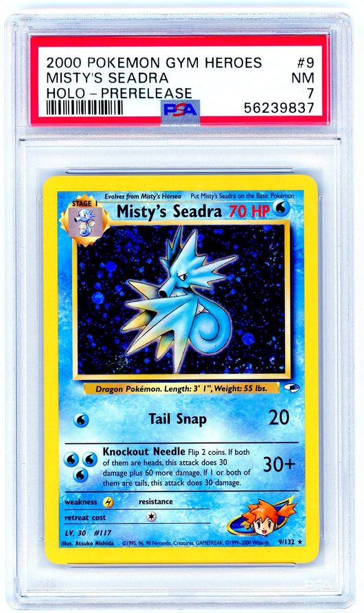 PSA (NM 7) Misty'S Seadra #9 - Pokemon Gym Heroes (PRERELEASE) (56239837)