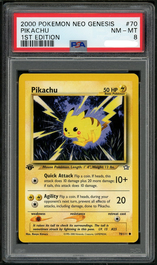 PSA (NM-MT 8) Pikachu #70 - Pokemon Neo Genesis 1st Edition