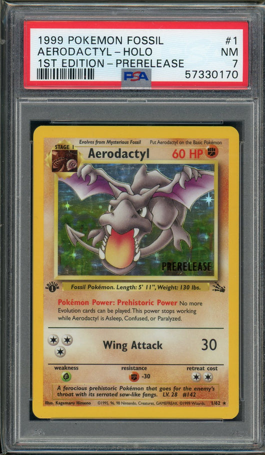 PSA (NM 7) Aerodactyl-holo #1 - (PRERELEASE) Pokemon Fossil (#57330170)