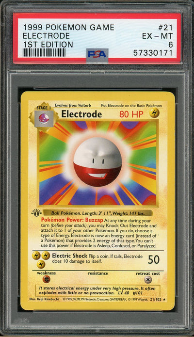 PSA (EX-MT 6) Electrode #21 1st Edition Shadowless - Pokemon Game (#57330171)