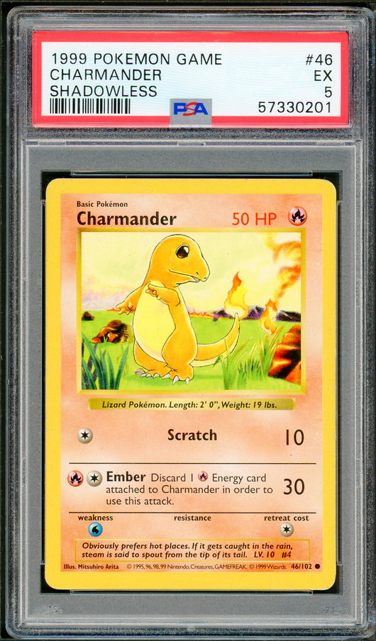 PSA (EX 5) Charmander #46 - Pokemon Game (Shadowless Base Set) (#57330201)